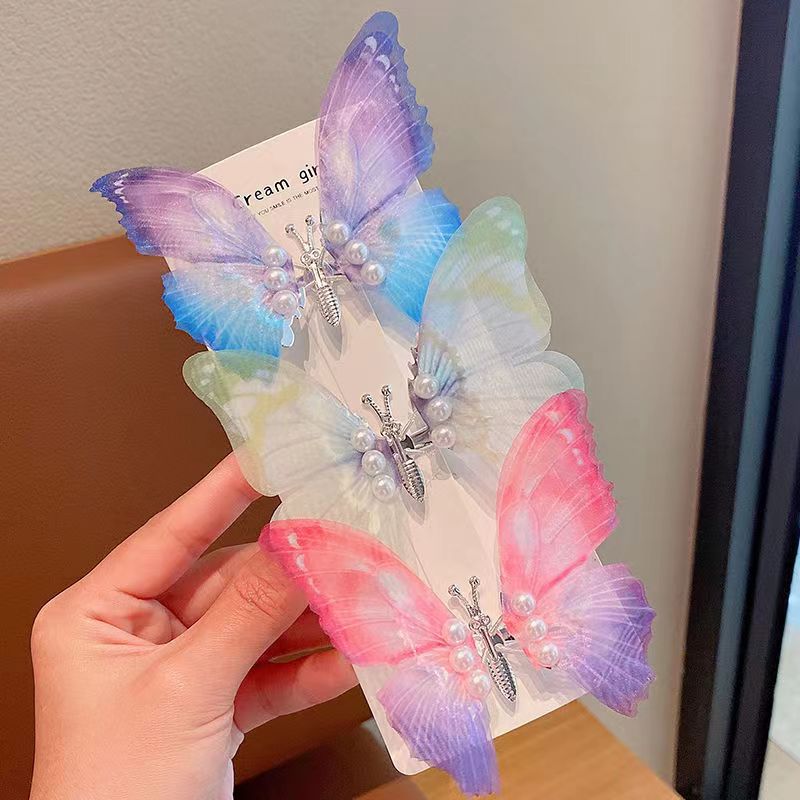 Wholesale Gradient Moving Butterfly Duckbill Clip